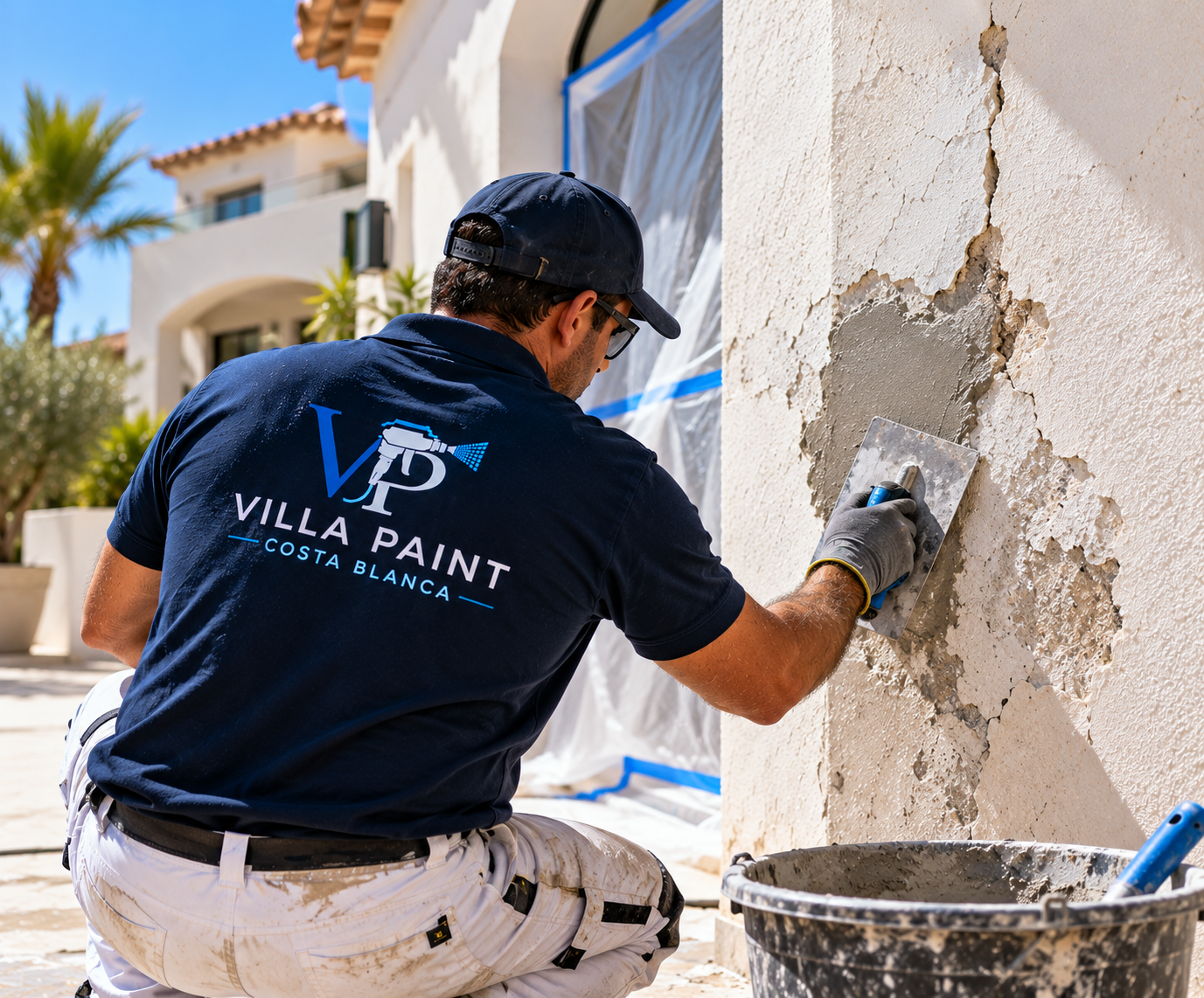 Facade repairs and primer preparation